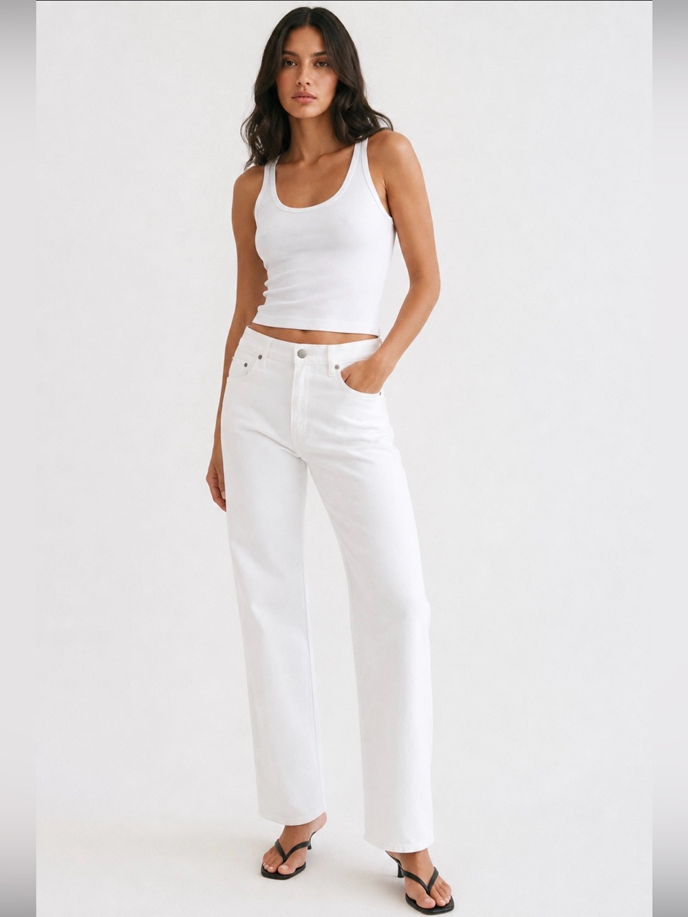 Denim Forum Arlo Hi-Rise Straight Leg Jeans White Aritzia 26 x 28L